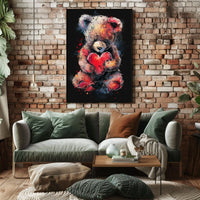 Heartfelt Embrace Watercolor Teddy Bear Love Poster