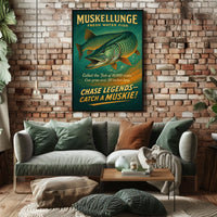 Muskellunge Adventure Vintage Fishing Poster for Anglers