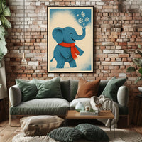 Winter Elephant Delight Poster