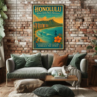 Honolulu Adventure Vintage Hawaiian Poster Print