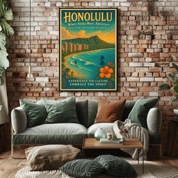 Honolulu Adventure Vintage Hawaiian Poster Print