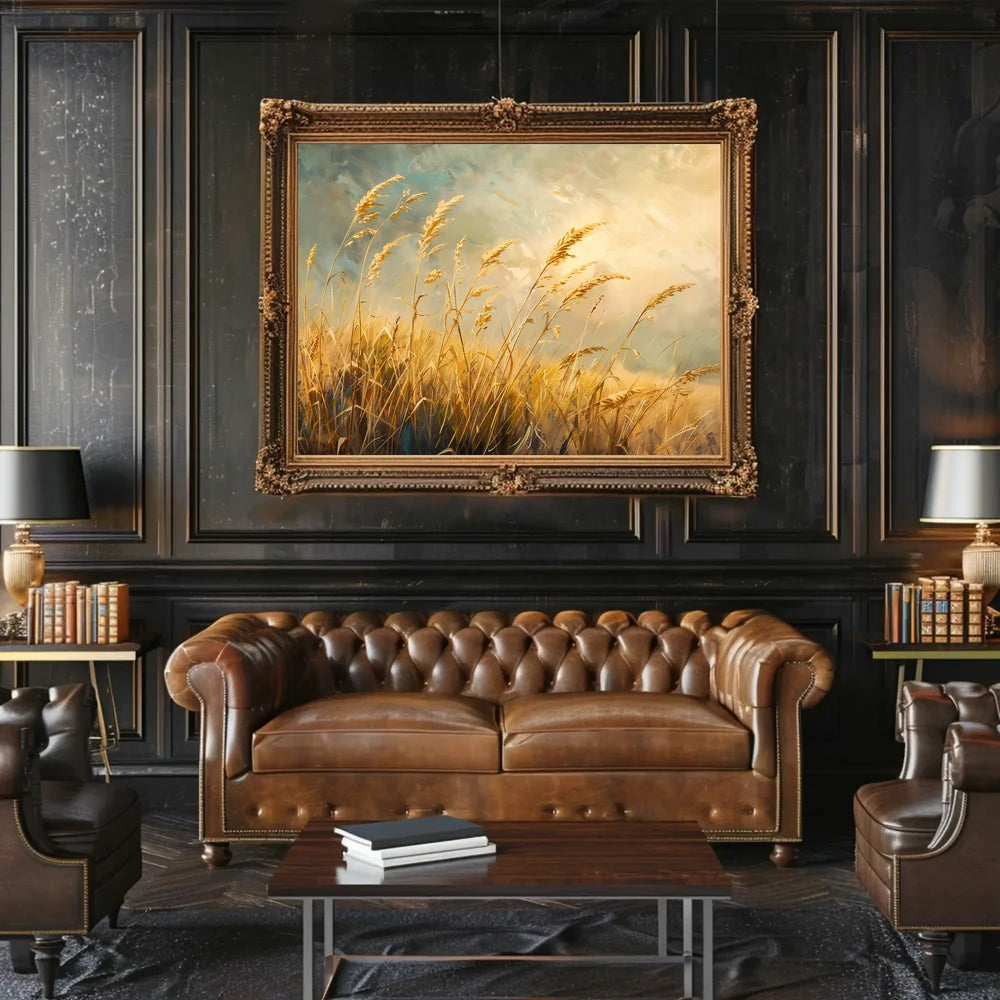 Golden Wheat Fields: Impressionistic Countryside Landscape Poster