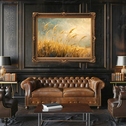 Golden Wheat Fields: Impressionistic Countryside Landscape Poster