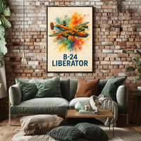 B-24 Liberator WWII Airplane Art Poster Print