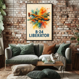 B-24 Liberator WWII Airplane Art Poster Print