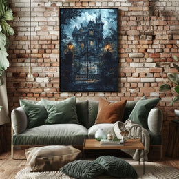 Gothic Haunted Mansion Atmosphere Victorian Era Cultural Heritage Poster