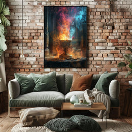 Mystical Chalice with Swirling Flames Fantasy Poster PosterGoat