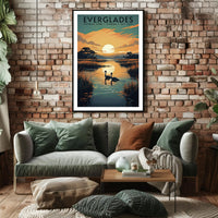 Everglades Sunset Poster Travel Wall Art Print