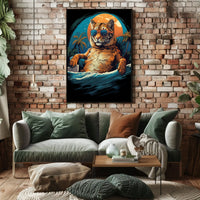 Relaxed Tiger on Beach Artistic Animal Poster