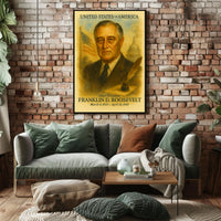 Franklin D. Roosevelt 32nd President of the United States Vintage Watercolor Poster