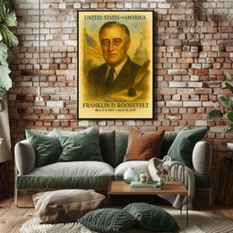 Franklin D. Roosevelt 32nd President of the United States Vintage Watercolor Poster