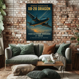 Vintage Aviation Poster: XB-28 Dragon Soaring Skyward
