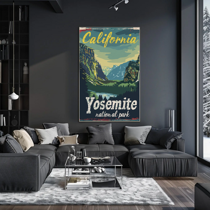 California Yosemite Valley Scenic Travel Poster