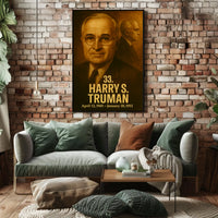 Harry S Truman Vintage Analog Film Aesthetic Poster Presidential Portrait Wall Art Historical Print