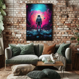 Cosmic Astronaut Adventure Art Print - Futuristic Sci-Fi Poster