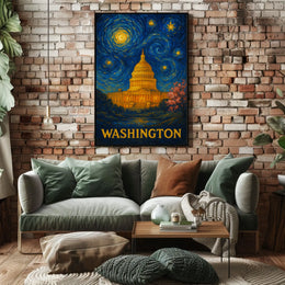 Washington Starry Night Capitol Poster