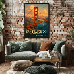 Golden Gate Bridge Vintage Travel Poster