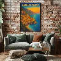 Amalfi Coast Poster 18x24 Coastal Wall Art Travel Decor