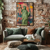 Statue of Liberty Vibrant Pop Art Poster - Abstract, Artistic, or Pop Culture Poster