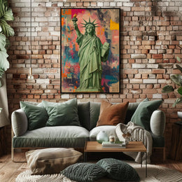 Statue of Liberty Vibrant Pop Art Poster - Abstract, Artistic, or Pop Culture Poster