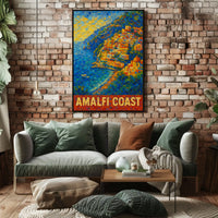 Amalfi Coast Poster Wall Art 18x24 Coastal Decor Gift Ready