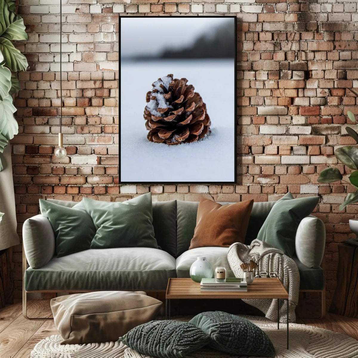 Pine Cone In Snow Poster