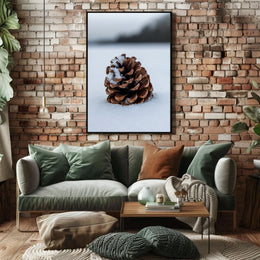 Pine Cone In Snow Poster