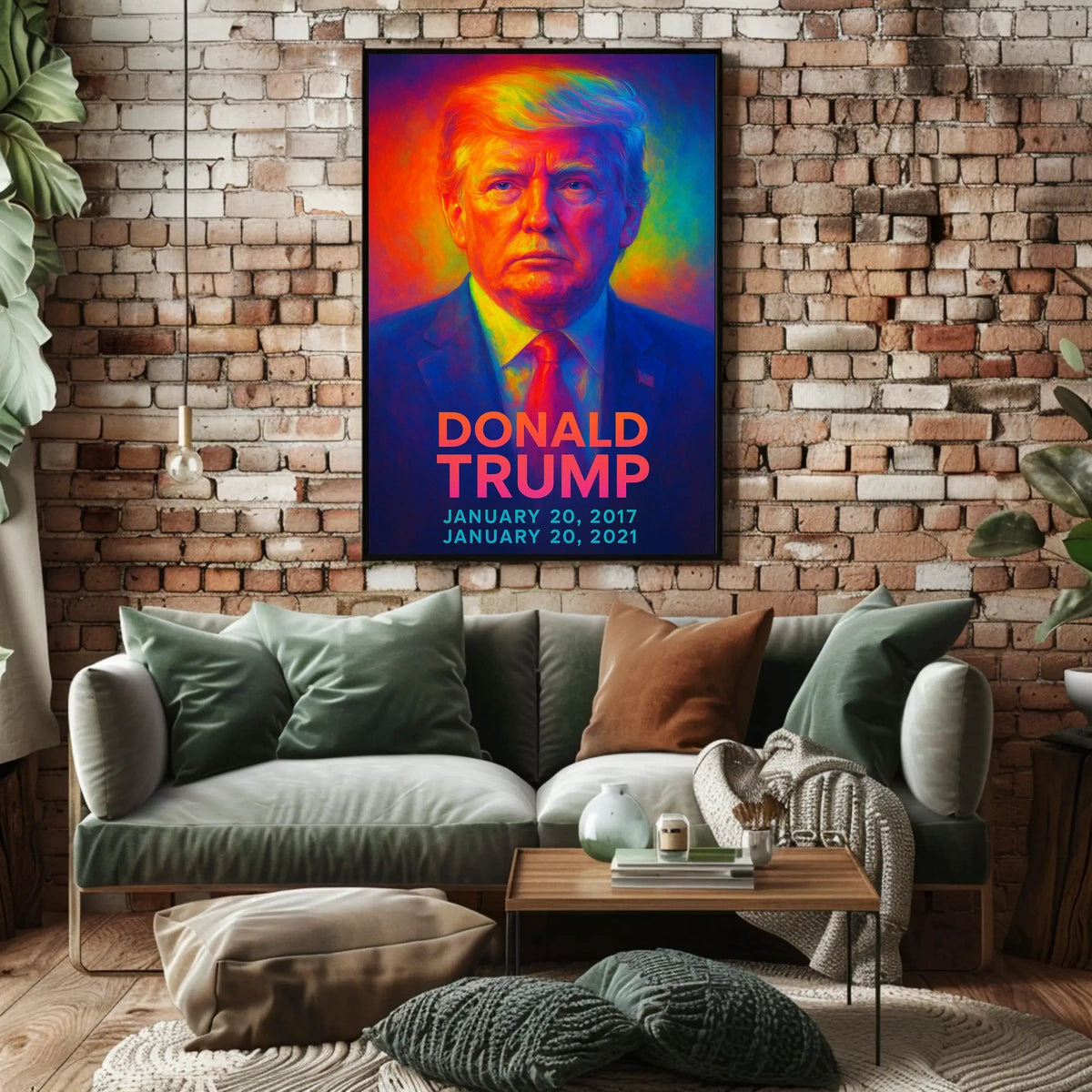 Donald Trump 45th President of the United States Neon Gradient Overlay Poster