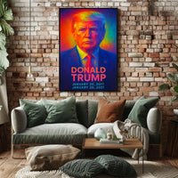 Donald Trump 45th President of the United States Neon Gradient Overlay Poster
