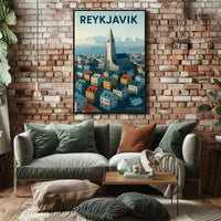 Reykjavik Cityscape Adventure Travel Poster PosterGoat