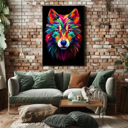 Vibrant Wolf Art Poster PosterGoat