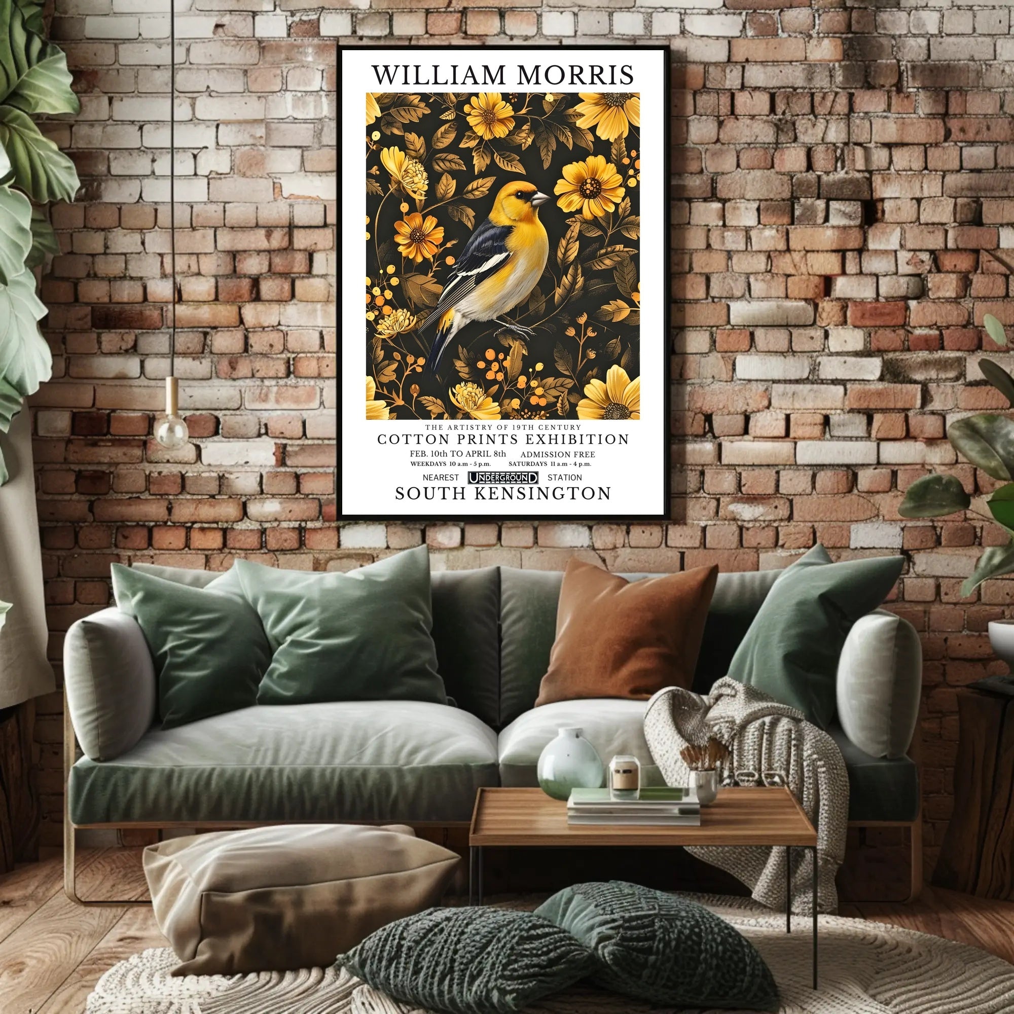 William Morris Inspired Elegant Bird Exhibition Artistic Poster