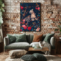 Majestic Leopard in Bloom Wall Art Print