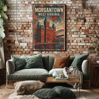 Morgantown West Virginia Skyline Photography Realism Poster