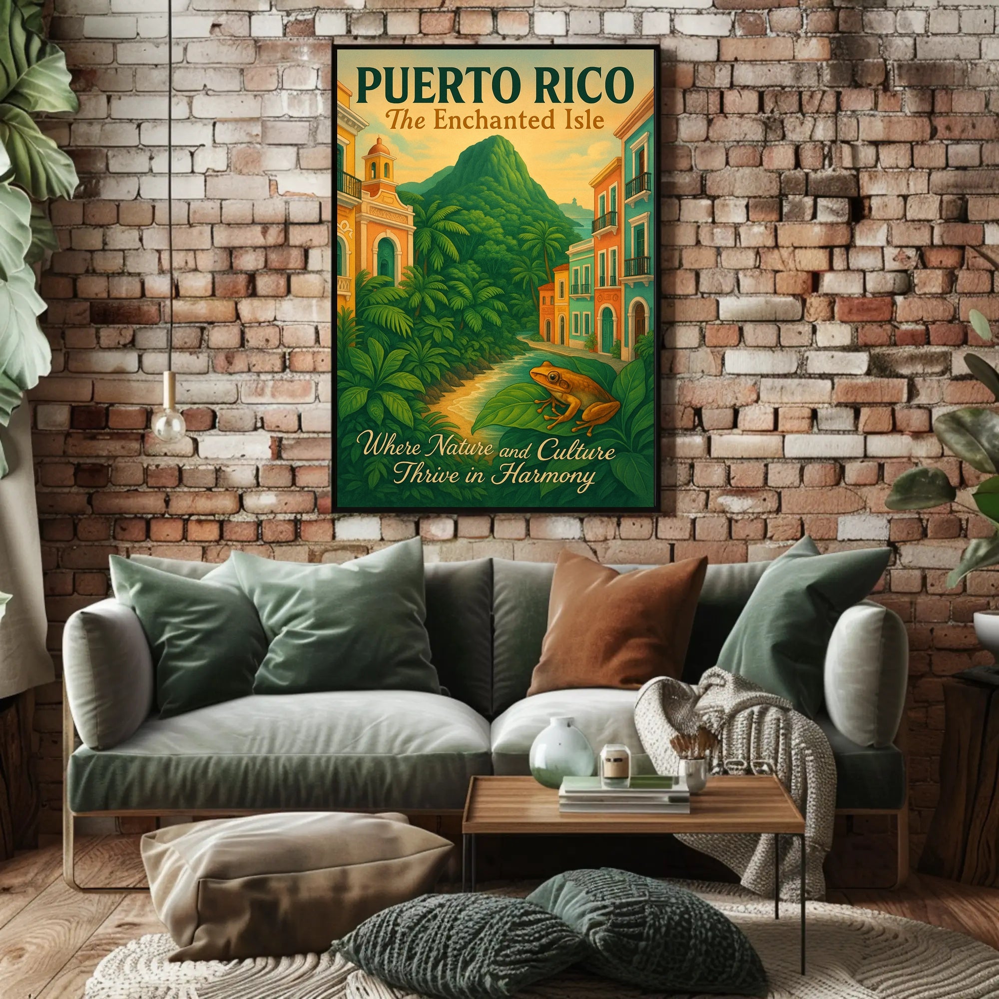 Puerto Rico Vintage Travel Poster: The Enchanted Isle