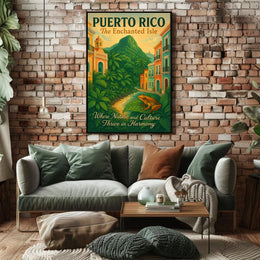 Puerto Rico Vintage Travel Poster: The Enchanted Isle