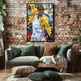 Iconic Rock Star in Motion Pop Culture Poster