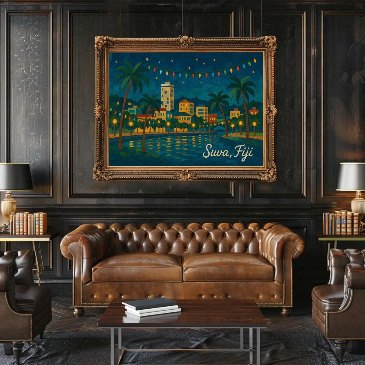 Suva, Fiji Nighttime Cityscape Poster