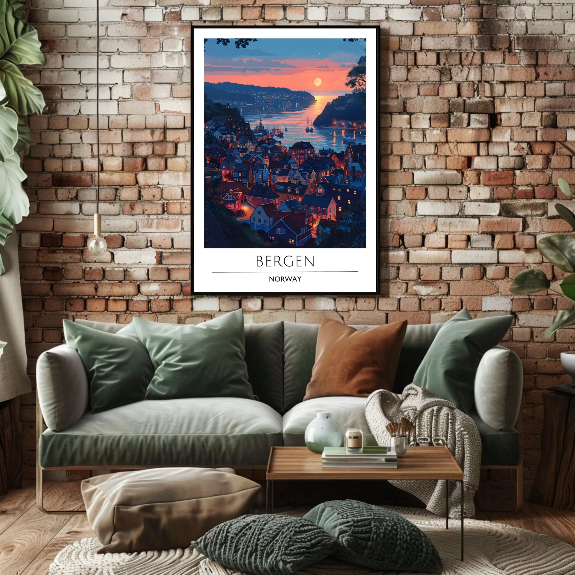 Bergen Sunset View Travel Poster
