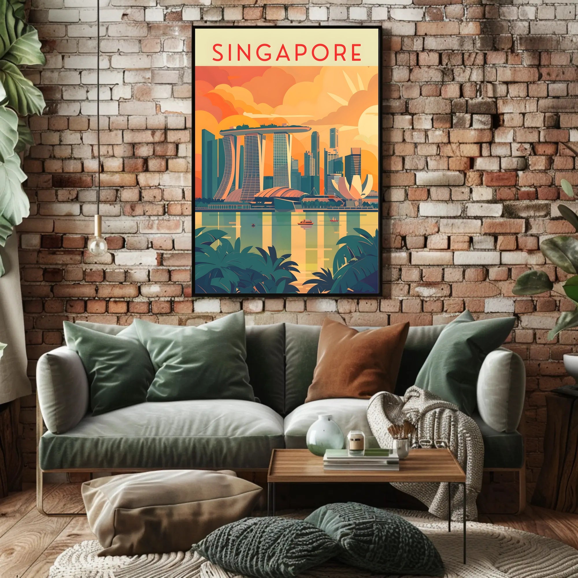 Stylized Marina Bay Singapore Artistic Travel Poster