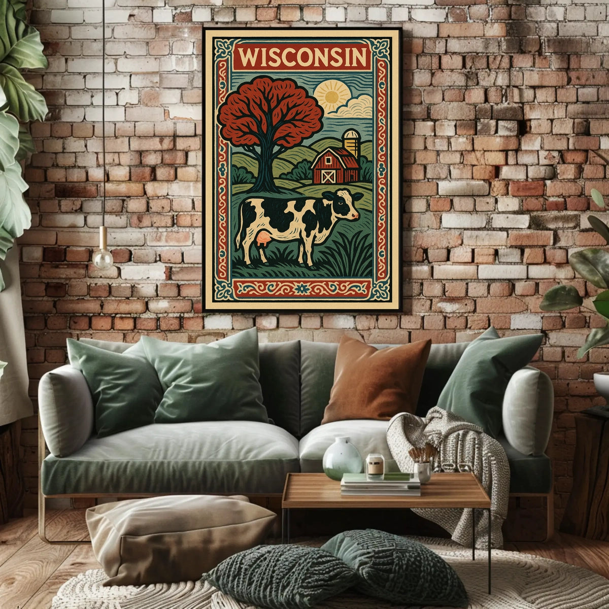 Wisconsin Countryside Vintage Rustic Cozy Poster