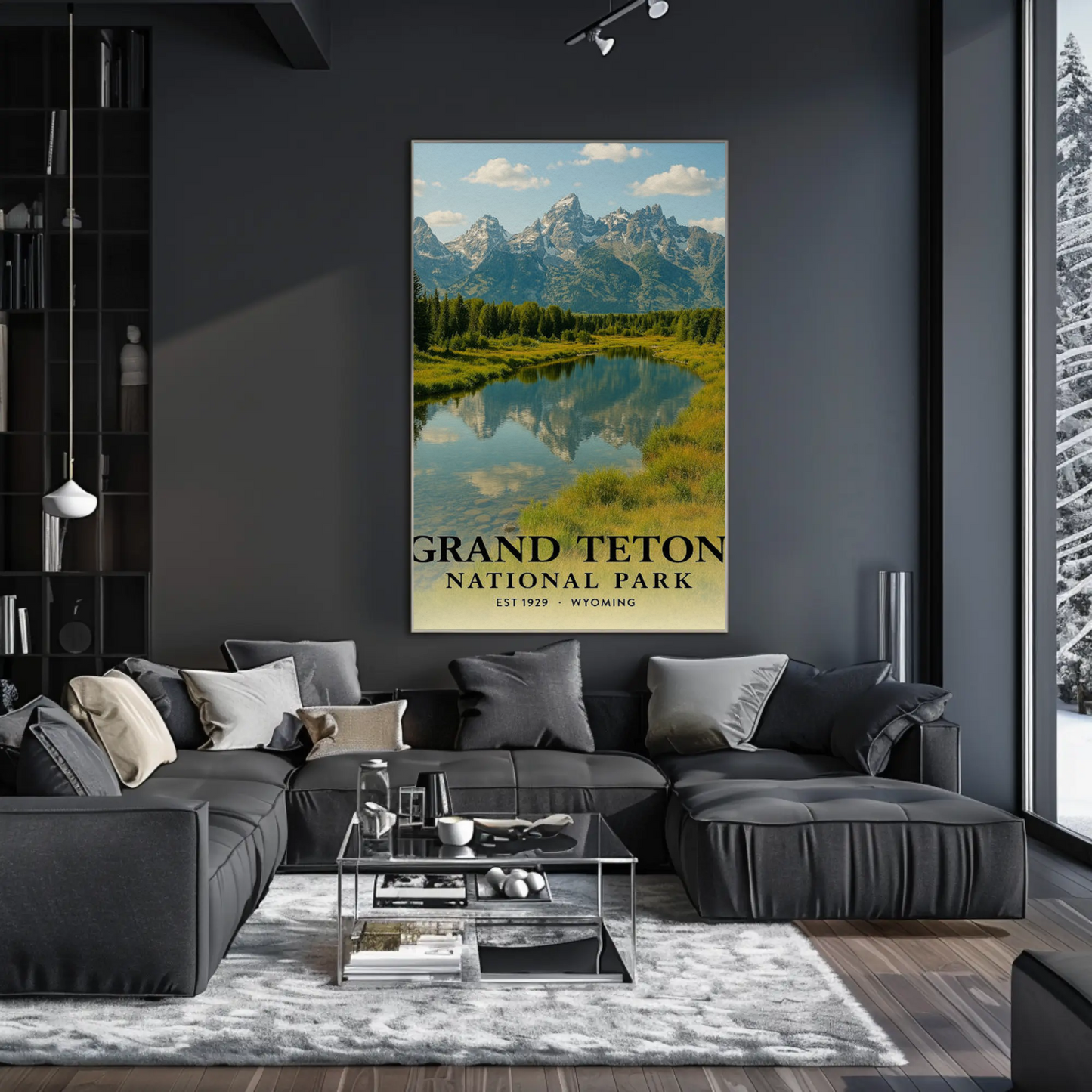 Grand Teton National Park River Mountains Travel Poster
