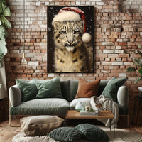 Festive Snow Leopard Poster
