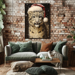 Festive Snow Leopard Poster