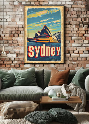 Sydney Skyline Vintage Travel Art: Urban Cityscape Poster