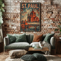 St Paul Cathedral Vintage Art Heritage Typography Historic Charm Weathered Monuments Collectors Skyline Poster