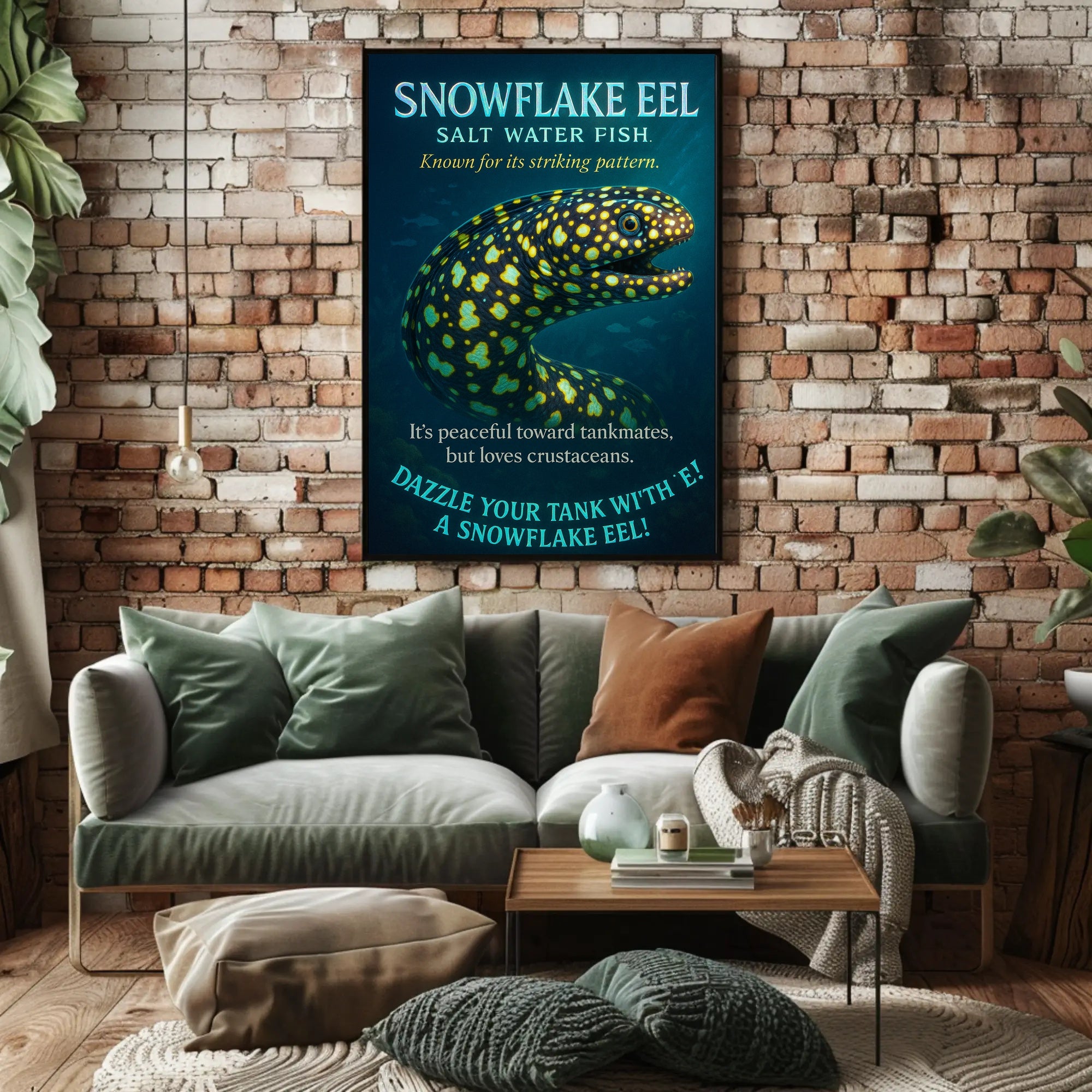 Snowflake Eel Poster Marine Art Print For Aquarium