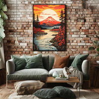 Majestic Mountain Sunset Poster PosterGoat