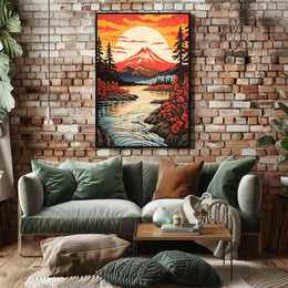 Majestic Mountain Sunset Poster PosterGoat