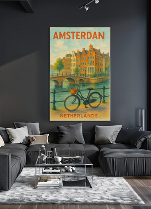 Amsterdam Netherlands Bike Canal Charm Travel Poster